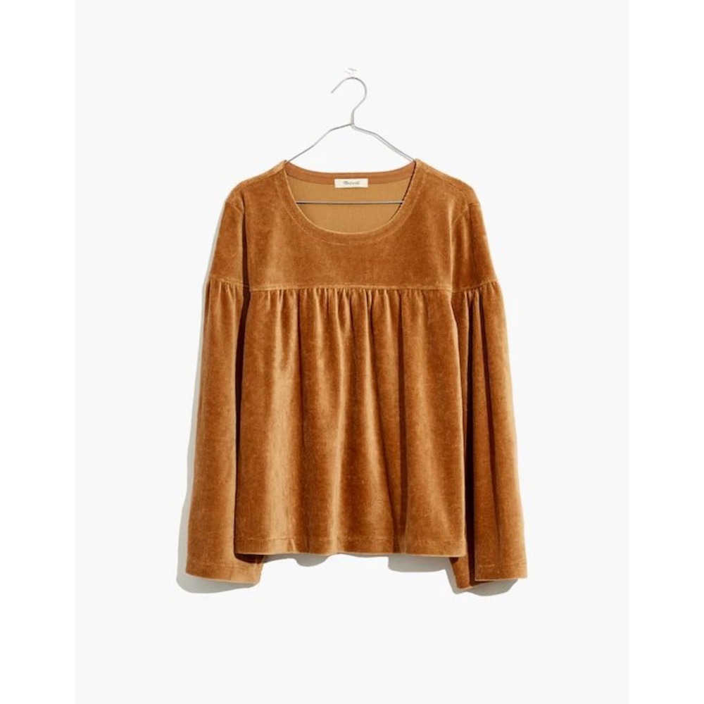 Madewell Texture & Thread‎ Corduroy Swing Top Long Sleeve Gathered Tan XS